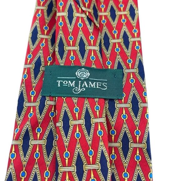 Tom James Green Label Red and Blue All Silk Tie - Picture 3 of 4